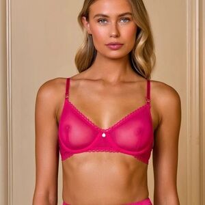 Vibrant Pink Sheer Bra